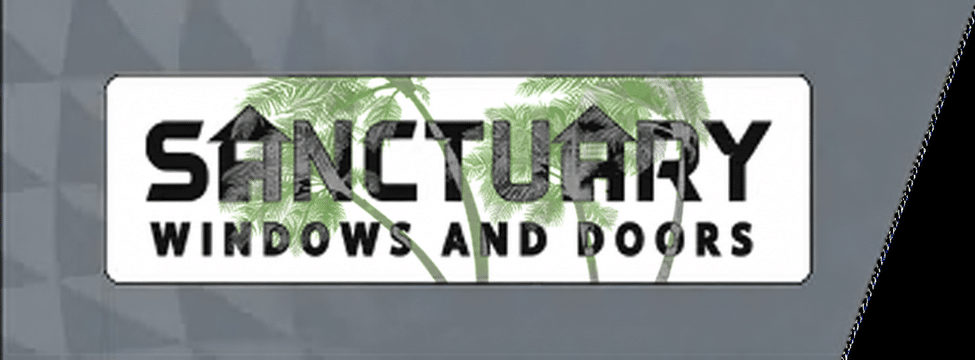 Sanctuary Windows and Doors logo with light green palms